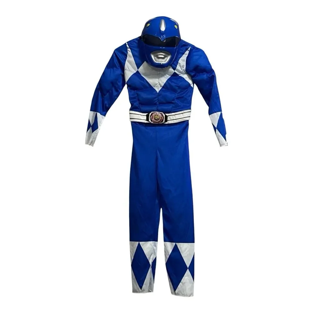 Mighty Morphin Blue Power Ranger Classic Muscle Costume Boys 7-8 (Minor Flaws)